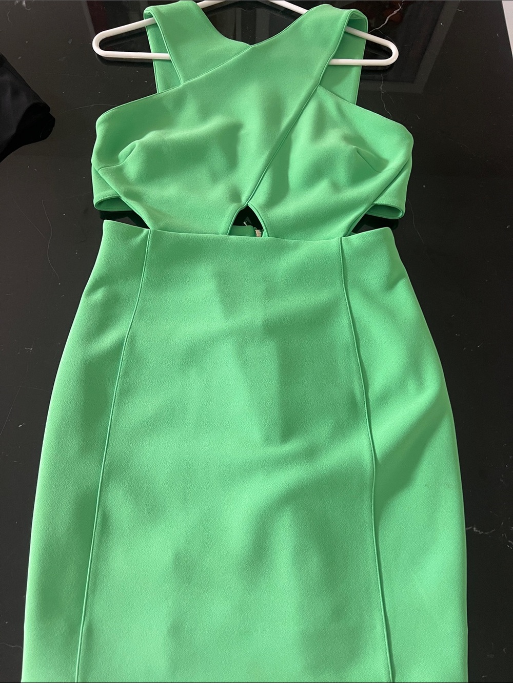 Karen Millen Vibrant Green Cross-Front Midi Dress